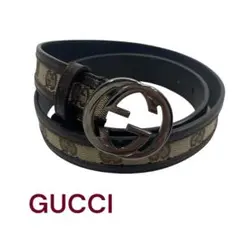 美品　グッチ　GUCCI ベルト　インターロッキング　GGキャンバス　メンズ