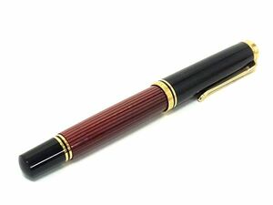 1円 ■美品■ Pelikan ペリカン ペン先18K 750 18金 万年筆 筆記用具 文房具 ステーショナリー ブラック系×レッド系 FB8961