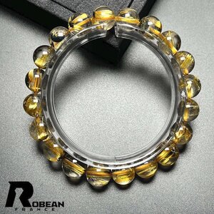 貴重 EU製 定価67万円★ROBEAN・太陽花タイチンルチル★黄金針水晶 金運 開運 ゴールド ブレスレット パワーストーン 9.9-10.8mm k1016177