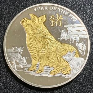 銀貨　古銭　イギリス　記念幣　猪の年　エリザベス2世　コイン　硬貨　