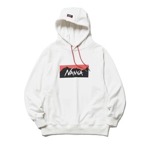 NANGAナンガECO HYBRID BOX LOGO SWEAT HOODIEエコ ハイブリッド ボックスロゴ スウェット フーディ パーカーWHITE白#XL新品 送料込 aurora