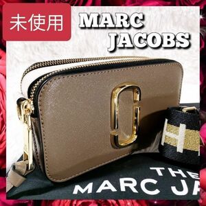 【未使用】送料無料 MARC JACOBS マークジェイコブス スナップショット ショルダーバッグ レディース 斜め掛けOK グレージュ系 レザー