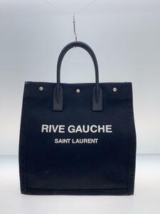 SAINT LAURENT◆PARIS RIVE GAUCHE/トートバッグ/キャンバス/ブラック/レザーハンドル