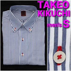 TAKEO KIKUCHI ビジネスシャツ size1 メンズS ストライプ柄 ボタンダウン