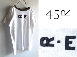 ネコポス対応 45rpm R・Eワッペン トリム リンガー Tシャツ 半袖カットソー 2 白 ホワイト Umii908 Badou-R