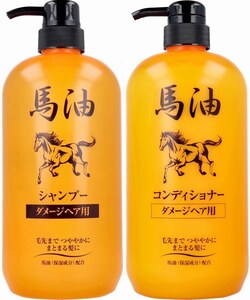 ジュンラブ 馬油シャンプー ダメージヘア用 1000mL ＆ 馬油コンディショナー ダメージヘア用 1000mL　各1本　組替え自由です。