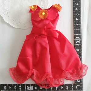 2r512 ドール用 赤　ドレス　ワンピース　お花　momoko ジェニー 1/6ドール