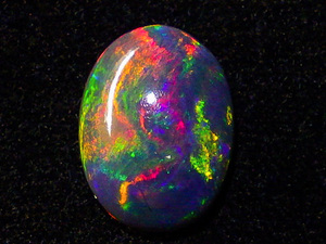 ★ブラックオパール★3.40ct/14.0mm★オーバルシェープルース裸石カボション★天然石黒蛋白石 black opal★宝石ケース入れ★