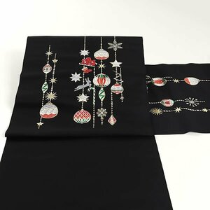 【和遊館】ONH2118　仕立付！西陣織刺繍入り九寸名古屋帯　クリスマス　オーナメント