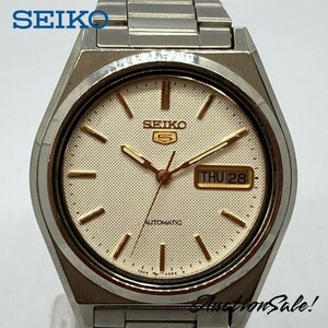 【可動品】SEIKO セイコー ５ 7009-876A オートマチック デイデイト 文字盤 ホワイト色