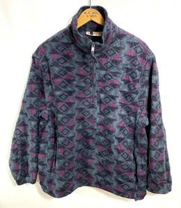 ■ 女性用 90s 90年代 USA製 ビンテージ Woolrich ウールリッチ ネイティブ柄 総柄 ハーフジップ フリース ジャケット サイズM アメカジ ■