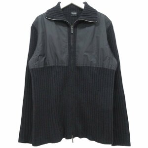 美品 JIL SANDER ジルサンダー 長袖 ウール 切替 ハーフジップ ニット セーター 46 ブラック系 ◆