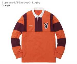 17AW 10/21 新品 シュプリーム プレイボーイ ラグビー Ｍサイズ オレンジ色 ラガーシャツ Supreme Playboy Rugby M size Orange