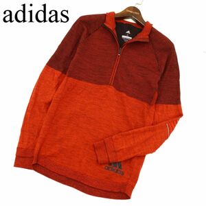 adidas アディダス 秋冬 長袖 CLIMAHEAT ロゴプリント ウール★ ニット ハーフジップ ポロシャツ Sz.S　メンズ　C3T07732_9#K