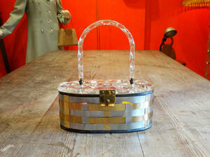 ★50s USA Vintage lucite × steel handbag