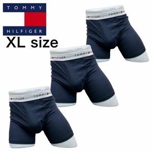 ☆正規品新品☆TOMMY HILFIGER トミーヒルフィガー ボクサーパンツ 前開き メンズ 3枚セット 09TE001 オールネイビー XLサイズ