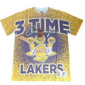 訳あり 未使用品 mitchell&ness ミッチェルアンドネス 半袖Tシャツ Tシャツ 総柄 レイカーズLakers ミッチェル＆ネス ウェア 