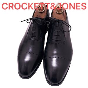 442.CROCKETT&JONES クロケットアンドジョーンズ COURTENAY ストレートチップ 8.5E レザー 革靴 ブラック