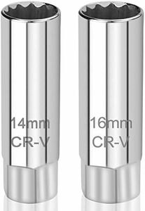 WETARENDA プラグレンチ 14mm & 16mm ユニバーサルソケット スパークプラグレンチ 12角薄壁 差込角(3/8"