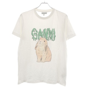 GANNI ガニー Bunny Tee バニープリントTシャツ ホワイト S ITOL55TL1NY6