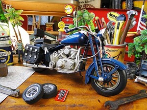 ハーレー　ブリキオブジェ　（ブルー）　■　アメリカン雑貨　アメリカ雑貨　harley davidson　ミニカー　モデルカー　男前インテリア