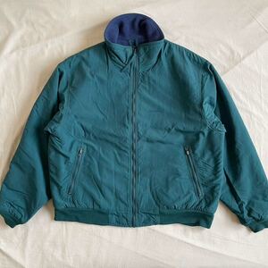 80s Eddie Bauer 黒タグ USA製 L ナイロン フリース ジャケット グリーン ブルゾン エディバウアー シェルドシンチラ 90s