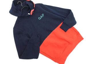 GAP ギャップ 裏起毛 バックプリント プルオーバー パーカー sizeS/紺ｘ赤 ◇■ ☆ eic0 メンズ