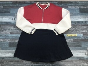 ZARA KIDS ザラキッズ トライカラー ハーフジップ スウェットワンピース 13-14 白紺赤