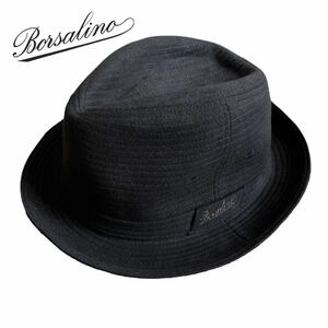 ボルサリーノ Borsalino 中折れハット ソフトハット ソフト帽子 帽子 ブラック 炭黒 メンズ ユニセックス 58cm 日本製 ポリエステル 秋 冬