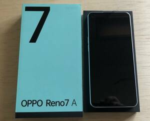 動作確認のみのほぼ新品　OPPO Reno7 A CPH2353 ドリームブルー　安心の宅急便発送。　通話録音機能ありの機種です。楽天版