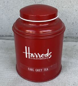 英国　Harrods ハロッズ　紅茶の空き缶　赤　送料無料