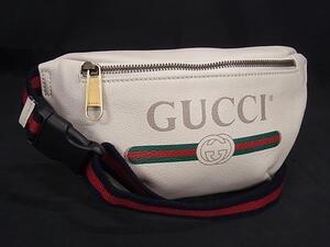 1円 ■美品■ GUCCI グッチ 527792 シェリーライン インターロッキングG レザー ウエストバッグ ウエストポーチ アイボリー系 BI8719