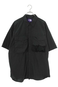 ノースフェイス THE NORTH FACE NT3320N Polyester Linen Field H/S Shirt サイズ:XL パープルレーベルポリリネン半袖シャツ 中古 BS99