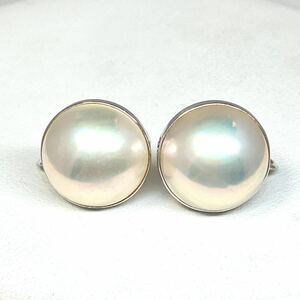 ［K14WGマベパールイヤリング］u 約4.4g pearl 半円真珠 イヤリング necklace ring earring タイタック 14金 DD5