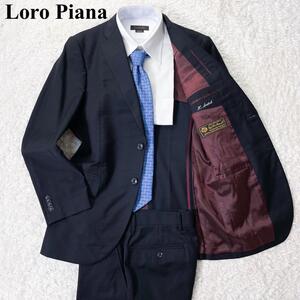 Loro Piana ロロピアーナ スーツ セットアップ 背広 シングル 2B ニつボタン ジャケット パンツ スラックス サイズ 90 Y4(M相当) 黒 毛