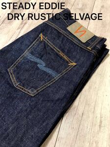 正規 NUDIE JEANS STEADY EDDIE 「DRY RUSTIC SELVAGE」ヌーディージーンズ セルビッジ 赤耳 リジッドデニム 30x32★