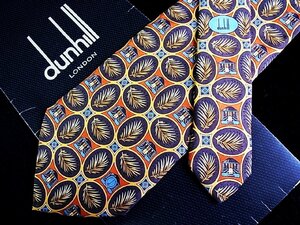 ♪今週の特売980円～♪1484♪良品【dunhill】ダンヒル【建物 草葉 植物 dロゴ 柄】ネクタイ♪