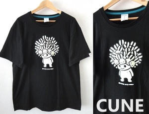 状態良好■CUNE：キューン■25周年限定品■25個さま うさぎ プリント Tシャツ■黒■XLsize