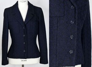 02C CHANEL camelia buttons zigzag tweed jacket size 36 シャネル カメリアボタン ツイード ジャケット b8584