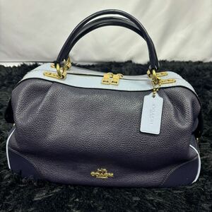 【極美品】COACH コーチ 2WAY バック 73720 レーン サッチェル スネークスキン ロゴ金具 トートバッグ レザー レディース ネイビー