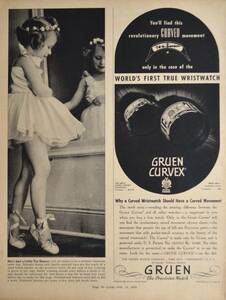 稀少！時計広告/1938年グリュエン 時計広告/Gruen Curvex Watches/W