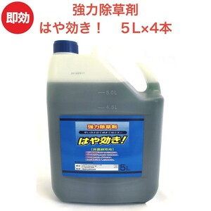 強力 除草剤 はや効き！ 液剤 5L×4本 液体 最大2万平米対応 希釈タイプ 非農耕地用 速効 スギナ 強雑草 対応