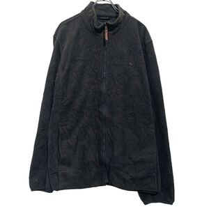 TOMMY HILFIGER フリースジャケット XL ブラック トミーヒルフィガー ジップアップ ワンポイント ロゴ 古着卸 アメリカ仕入 a611-5415