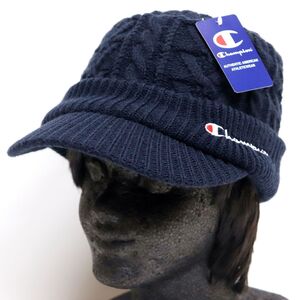 ★チャンピオン CHAMPION 新品 メンズ 防寒 保温 暖かい 裏ボア ニット キャップ キャスケット 帽子 CAP 紺[4980031-NV-58] 七★QWER★