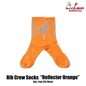 COOKMAN クックマン　ソックス 　Rib Crew Socks Reflector Orange リフレクター　オレンジ