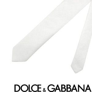 DOLCE&GABBANA ネクタイ ブランド ドルチェ＆ガッバーナ リネン ホワイト【剣先幅：6cm】gt149e-fu4lg-w0800