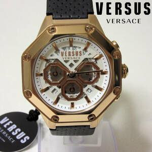 新品箱入り VERSUS VERSACE ヴェルサス ヴェルサーチ オクタベゼル メンズ クロノグラフ 腕時計 ウォッチ ゴールド 日本製クオーツ 45mm