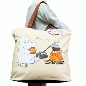 ★ムーミン MOOMIN 焚き火 新品 便利 ファスナー付き たっぷり入る トートバッグ BAG かばん 鞄 [MOOMINBAG-BEG1N] 一 六★QWER★