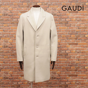 24AW/GAUDI/50サイズ/チェスターコート ウール調カルゼ 無地 ピークドラペル クラシコ トラッド 新作 今期 新品/ベージュ/ja418/