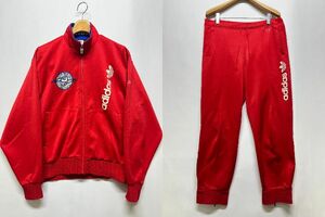 良好 90s 90年代 ビンテージ adidas アディダス 東京電気大学 サッカー部 ジャージ 上下 セットアップ 赤 サイズO